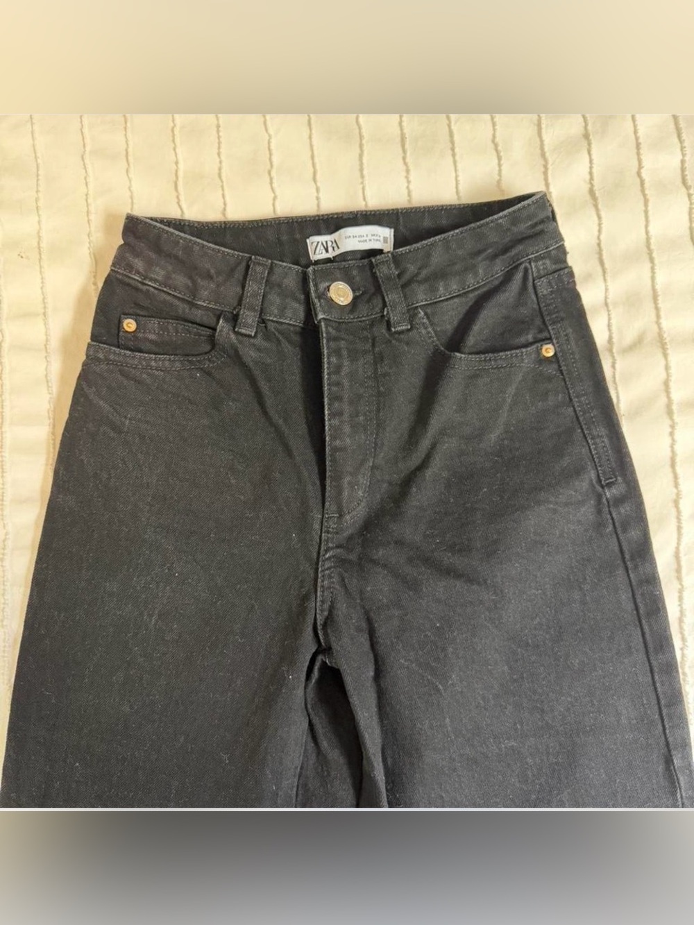 Zara Black Denim Jeans with Branded Button
